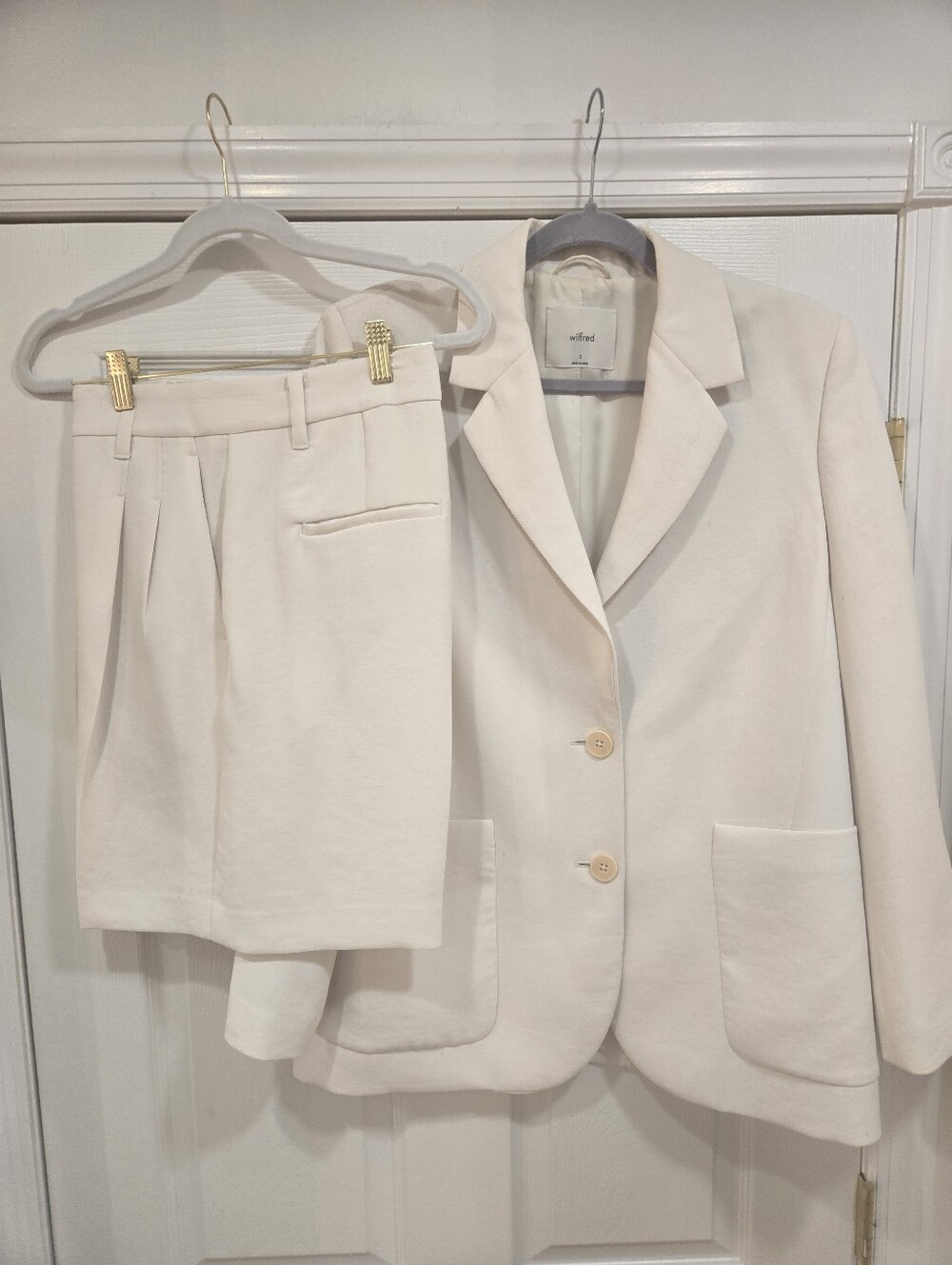 Wilfred Cream Tailored Blazer and Shorts Set